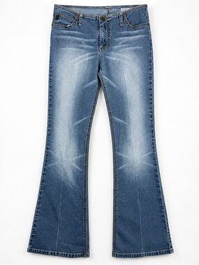 Vintage Y2K Mudd Jeans 9 Low Rise Flare Bootcut Whiskered Denim